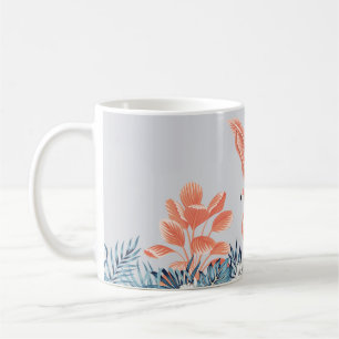 Tropical vintage botanical landscape, pink palm tr coffee mug