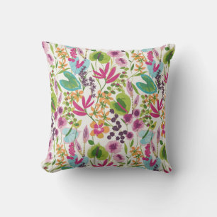 Tropical Vintage Floral Pattern Throw Pillow