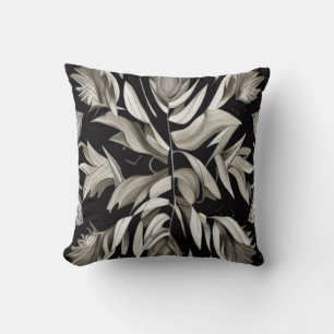 Tropical Vintage Leaves Throw Pillow
