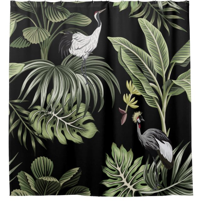 Tropical vintage night crane bird, palm trees, ban (Front)