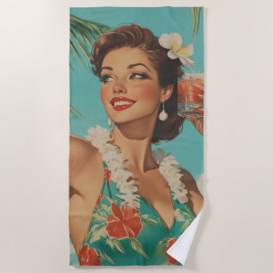 Tropical Vintage Paradise Vibes Beach Towel