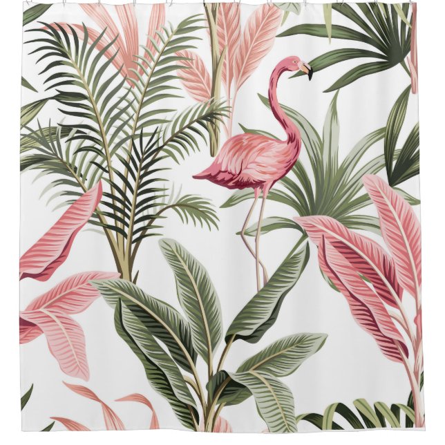 Tropical vintage pink flamingo,  banana trees and  (Front)