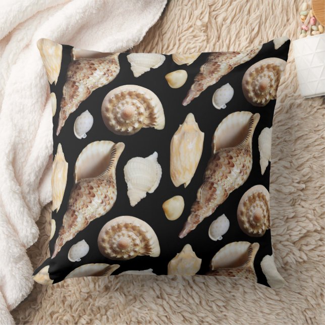 Tropical Vintage Seashells of Southeast Asia Throw Pillow (Blanket)