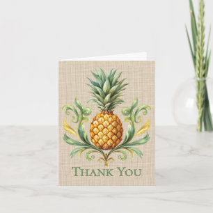 Tropical Vintage Yellow Pineapple Thank You Card