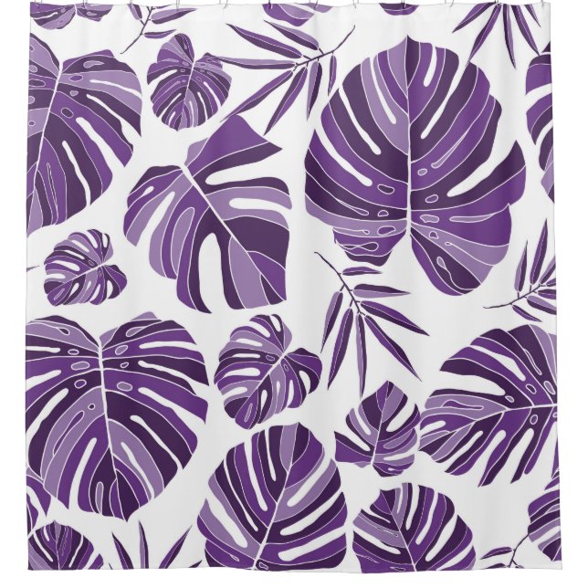 Tropical violet monstera leaves seamless pattern w (Front)