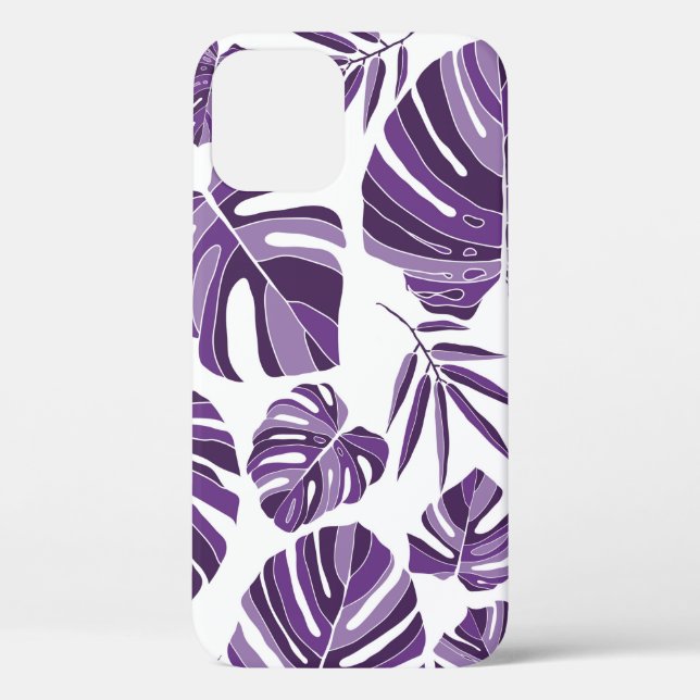 Tropical violet monstera leaves seamless pattern w Case-Mate iPhone case (Back)