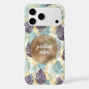 Tropical Violet Vert Or Feuilles Vibrations Positi