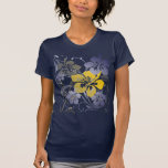 Tropical Visions (on Blue) T-Shirt<br><div class="desc">Tropical floral design in blues and yellows.</div>