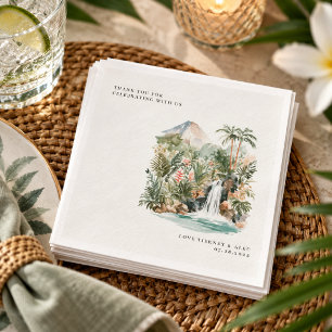 Tropical Volcano & Waterfall Wedding Napkin