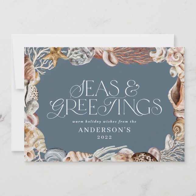 Tropical warm Christmas seas & greetings modern Ho Holiday Card (Front)