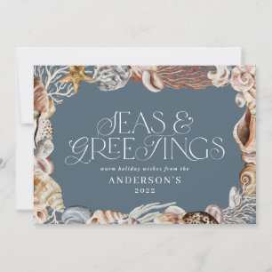 Tropical warm Christmas seas & greetings modern Ho Holiday Card