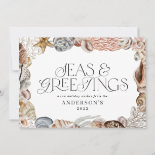 Tropical warm Christmas seas & greetings modern Holiday Card