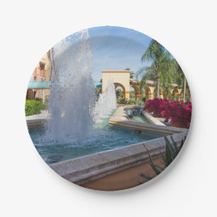 Tropical Water Fountain Paper Plate