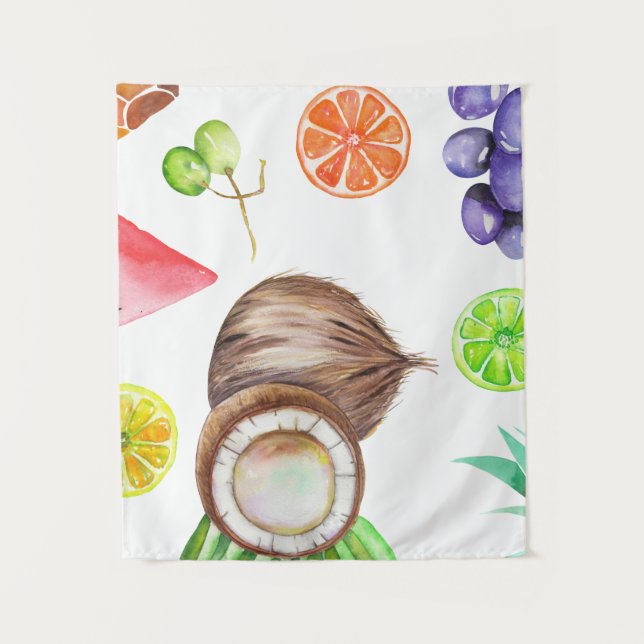 Tropical Watercolor Art Tapestry (Front)