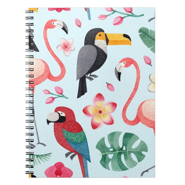 Tropical Watercolor: Bird-Flower Fusion. Notebook (Front)