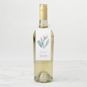 Tropical Watercolor Bird of Paradise Wine Tag