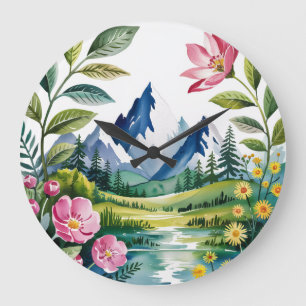 Tropical Watercolor Botanical Wall Clock – Elegant