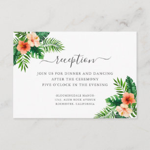 Tropical Watercolor Botanical Wedding Reception Enclosure Card