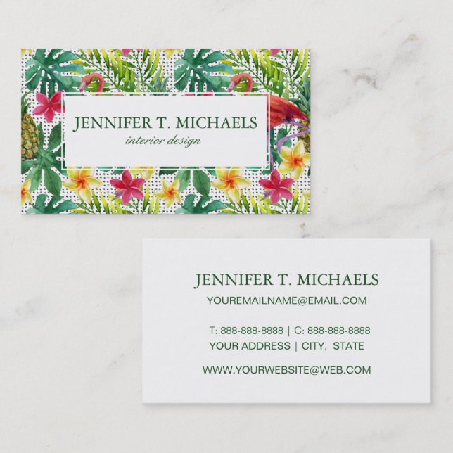 Tropical Watercolor Business Card (Front/Back)