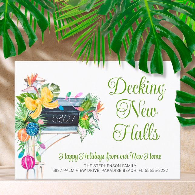 Tropical Watercolor Festive Holiday Mailbox Moving Announcement (Creator Uploaded)