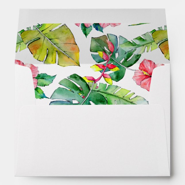 Tropical Watercolor Floral and Foliage Envelope (Back (Bottom))