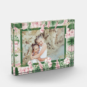 Tropical Watercolor Floral Border Photo Block