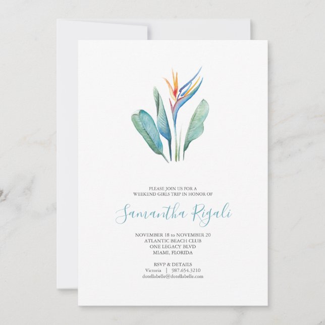 Tropical Watercolor Floral Girls Weekend Trip (Front)