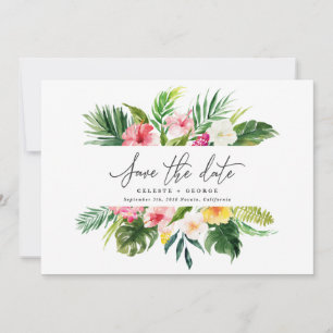 Tropical watercolor floral save the date