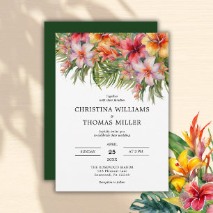 Tropical Watercolor Floral Wedding Invitation