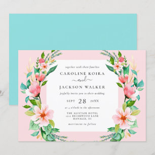 Tropical Watercolor Floral Wedding Invitation