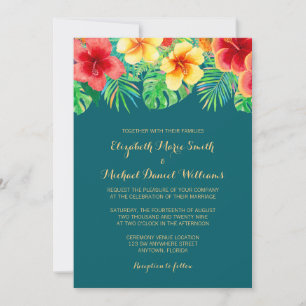 Tropical Watercolor Flower Wedding Invitation