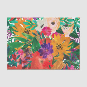 Tropical Watercolor Flowers Decoupage Tissue Paper