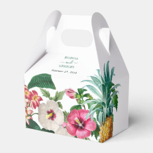 Tropical Watercolor Flowers & Greenery Wedding Favor Box