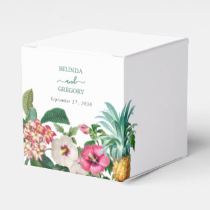 Tropical Watercolor Flowers & Greenery Wedding Favor Box