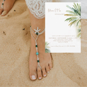 Tropical Watercolor Foliage Engagement Party  Invitation
