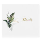 Tropical Watercolor Foliage Gold Wedding Details