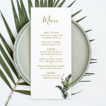 Tropical Watercolor Foliage Gold Wedding Menu<br><div class="desc">This wedding menu features watercolor green tropical foliage,  palm tree leaf,  and banana leaf.  It's perfect for a beach or destination wedding. >>> Check out the entire collection >>> https://www.zazzle.com/collections/tropical_foliage_gold_collection-119316977990783186</div>