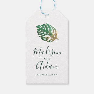 Tropical Watercolor Gold Leaf Wedding Favour Gift Tags