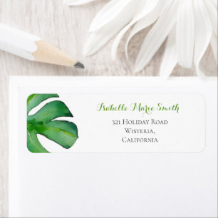 Tropical Watercolor Green Monstera Leaf Wedding