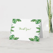Tropical Watercolor Green Monstera Leaves Frame Th