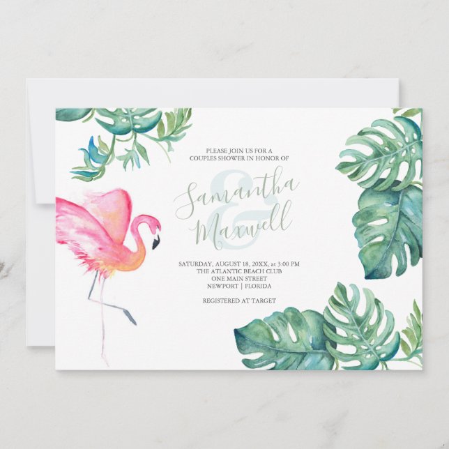 Tropical Watercolor Greenery Couples Shower (Front)