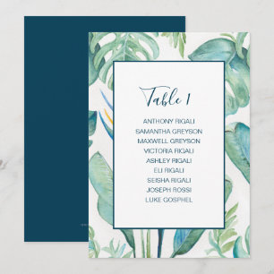 Tropical Watercolor Greenery Seating Plan Invitation