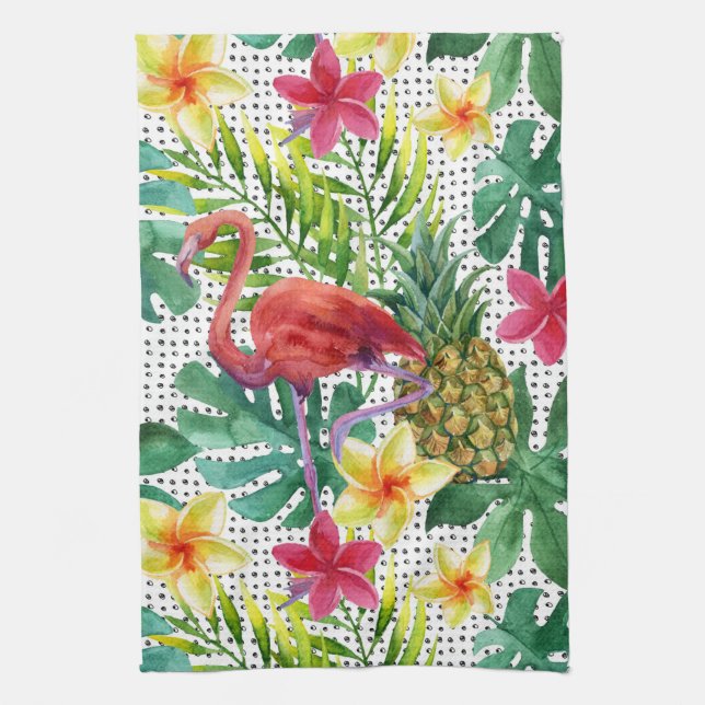Tropical Watercolor Kitchen Towel (Vertical)