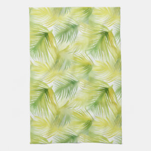 Tropical Watercolor Leaves Kitchen Towel