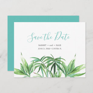 Tropical Watercolor Leaves Save the Date