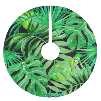Tropical Watercolor Leaves: Seamless Elegance. Brushed Polyester Tree Skirt