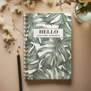 Tropical Watercolor Modern Oasis Leaves Pattern Notebook