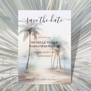 Tropical Watercolor Palm Beach Destination Wedding Invitation