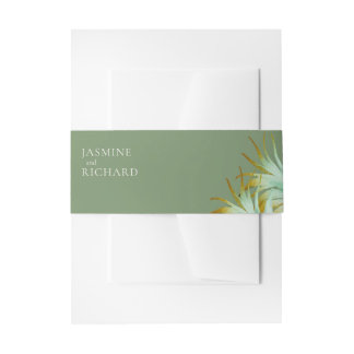 Tropical Watercolor Palm Destination Wedding Invitation Belly Band