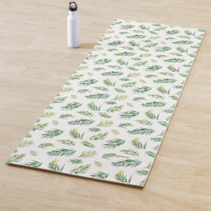 Tropical Watercolor Palm Leaves Pattern Custom Yoga Mat